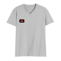 Male V Neck T-Shirt | Regular Fit | 180 GSM Bio-Washed Cotton | DTF Print | Double Stitched, Pre-Shrunk | Men | Personalized | DTF | Bold | Individuality | Rebellion | Everyday | Assertive - right pocket - Grey Melange - mockup 4