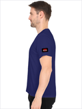 Male V Neck T-Shirt | Regular Fit | 180 GSM Bio-Washed Cotton | DTF Print | Double Stitched, Pre-Shrunk | Men | Personalized | DTF | Bold | Individuality | Rebellion | Everyday | Assertive - right sleeve - Royal Blue - mockup 6