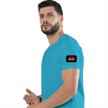 Female Classic Crew T-Shirt | Women's Regular Fit | 180 GSM Bio-Washed Cotton | Double Stitched, Pre-Shrunk | Personalized | DTG | Bold | Individuality | Rebellion | Everyday | Assertive - left sleeve - SkyBlue - mockup 5