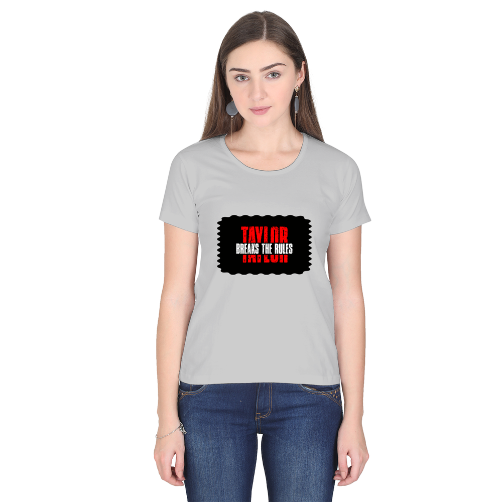 Women's Classic Crew T-Shirt | Regular Fit | 180 GSM Bio-Washed Cotton | DTF Print Ready | Double Stitched, Pre-Shrunk | Personalized | DTF | Bold | Individuality | Rebellion | Everyday | Assertive - front - Grey Melange - mockup 1