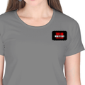 Women's Classic Crew T-Shirt | Regular Fit | 180 GSM Bio-Washed Cotton | DTF Print Ready | Double Stitched, Pre-Shrunk | Personalized | DTF | Bold | Individuality | Rebellion | Everyday | Assertive - left pocket - Charcoal Melange - mockup 3