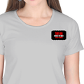 Women's Classic Crew T-Shirt | Regular Fit | 180 GSM Bio-Washed Cotton | DTF Print Ready | Double Stitched, Pre-Shrunk | Personalized | DTF | Bold | Individuality | Rebellion | Everyday | Assertive - left pocket - Grey Melange - mockup 3