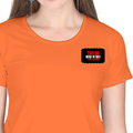 Women's Classic Crew T-Shirt | Regular Fit | 180 GSM Bio-Washed Cotton | DTF Print Ready | Double Stitched, Pre-Shrunk | Personalized | DTF | Bold | Individuality | Rebellion | Everyday | Assertive - left pocket - Orange - mockup 3