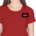 Women's Classic Crew T-Shirt | Regular Fit | 180 GSM Bio-Washed Cotton | DTF Print Ready | Double Stitched, Pre-Shrunk | Personalized | DTF | Bold | Individuality | Rebellion | Everyday | Assertive - left pocket - Red - mockup 3