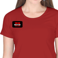 Women's Classic Crew T-Shirt | Regular Fit | 180 GSM Bio-Washed Cotton | DTF Print Ready | Double Stitched, Pre-Shrunk | Personalized | DTF | Bold | Individuality | Rebellion | Everyday | Assertive - right pocket - Red - mockup 4