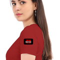 Women's Classic Crew T-Shirt | Regular Fit | 180 GSM Bio-Washed Cotton | DTF Print Ready | Double Stitched, Pre-Shrunk | Personalized | DTF | Bold | Individuality | Rebellion | Everyday | Assertive - left sleeve - Red - mockup 5