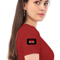 Women's Classic Crew T-Shirt | Regular Fit | 180 GSM Bio-Washed Cotton | DTF Print Ready | Double Stitched, Pre-Shrunk | Personalized | DTF | Bold | Individuality | Rebellion | Everyday | Assertive - right sleeve - Red - mockup 6
