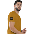 Men's Classic Crew T-Shirt | Regular Fit | 180 GSM Bio-Washed Cotton | DTF Print Ready | Pre-Shrunk, Durable | Personalized | DTF | Bold | Individuality | Rebellion | Everyday | Assertive - right sleeve - Mustard Yellow - mockup 6