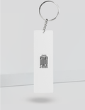 Keychain | Rectangle, Square, Slim Options | Acrylic UV Printed | Fade-Proof, Glossy Finish | Unisex | Personalized | Typographic | Trust | Secrets | Everyday - back_Slim - White - mockup 6