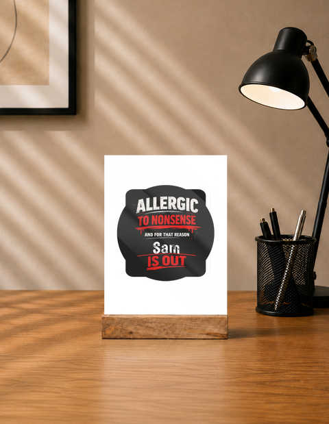 Acrylic Photo Frame | 5x7 Tabletop Display | UV Printed Acrylic & Wood Stand | Personalized Gift & Home Decor | Personalized | Grunge | Assertiveness | Everyday | Assertive - front - mockup 1