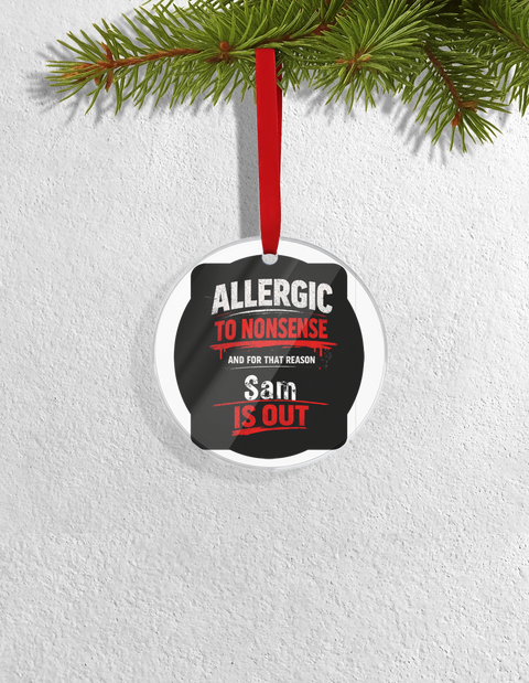 Christmas Ornaments | 3x3-inch | Acrylic UV Printed | Lightweight, Waterproof, Fade-Proof, Satin Ribbon | Unisex Adult | Personalized | Grunge | Assertiveness | Everyday | Assertive - front_Circle - Circle - mockup 1