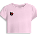 Female Baby Tee | Cropped Fit, Gen Z | 95% Cotton 5% Spandex, DTG | Stretchable, Breathable, Pre-Shrunk | Women | Personalized | DTG | Grunge | Assertiveness | Everyday | Assertive - right pocket - Light Baby Pink - mockup 4