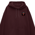 Oversized Hoodie | Relaxed Fit, Drop-Shoulder | 400 GSM Fabric | Warm, Durable | Unisex | Personalized | DTF | Grunge | Assertiveness | Everyday | Assertive - left pocket - Maroon - mockup 3