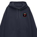 Oversized Hoodie | Relaxed Fit, Drop-Shoulder | 400 GSM Fabric | Warm, Durable | Unisex | Personalized | DTF | Grunge | Assertiveness | Everyday | Assertive - left pocket - Navy Blue - mockup 3