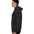 Oversized Hoodie | Relaxed Fit, Drop-Shoulder | 400 GSM Fabric | Warm, Durable | Unisex | Personalized | DTF | Grunge | Assertiveness | Everyday | Assertive - left sleeve - Black - mockup 5