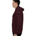 Oversized Hoodie | Relaxed Fit, Drop-Shoulder | 400 GSM Fabric | Warm, Durable | Unisex | Personalized | DTF | Grunge | Assertiveness | Everyday | Assertive - left sleeve - Maroon - mockup 5