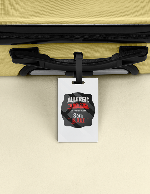 Luggage Tag | Travel Accessory | Acrylic UV Printed Double-Sided | Secure Strap, Glossy, Durable | Unisex | Personalized | Grunge | Assertiveness | Everyday | Assertive - front - White - mockup 1