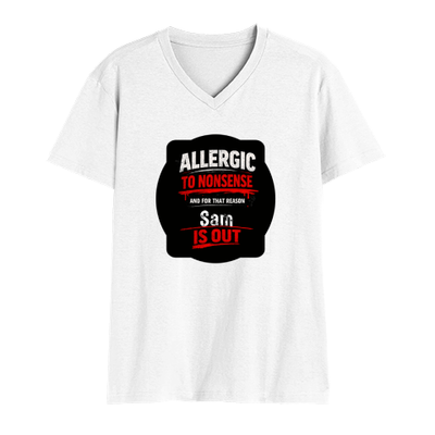 Male V Neck T-Shirt | Regular Fit | 180 GSM Bio-Washed Cotton | DTF Print | Double Stitched, Pre-Shrunk | Men | Personalized | DTF | Grunge | Assertiveness | Everyday | Assertive - front - White - mockup 1