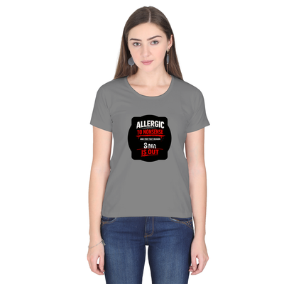 Women's Classic Crew T-Shirt | Regular Fit | 180 GSM Bio-Washed Cotton | DTF Print Ready | Double Stitched, Pre-Shrunk | Personalized | DTF | Grunge | Assertiveness | Everyday | Assertive - front - Charcoal Melange - mockup 1