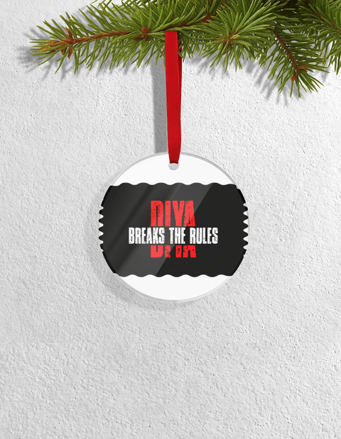 Christmas Ornaments | 3x3-inch | Acrylic UV Printed | Lightweight, Waterproof, Fade-Proof, Satin Ribbon | Unisex Adult | Personalized | Bold | Defiance | Everyday | Assertive | Breaks The Rules - front_Circle - Circle - mockup 1
