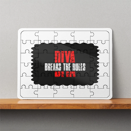 MDF Wooden Puzzles | 6x8 Inch | 30 Pieces | Durable MDF | Glossy Finish | Sublimation Print | Lightweight | Waterproof | Fade-Proof | Unisex | Personalized | Bold | Defiance | Everyday | Assertive | Breaks The Rules - front - White - mockup 1