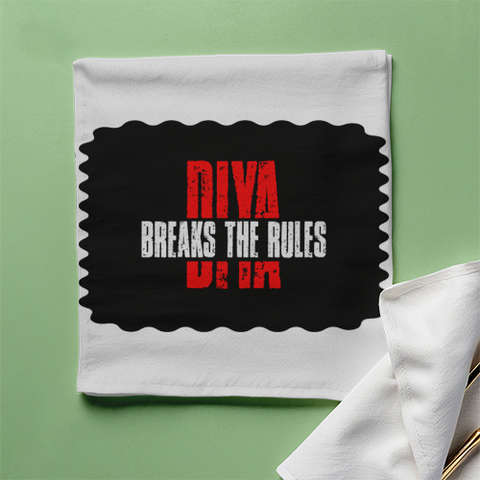 Cloth Napkin | Kitchen & Dining Accessory | 100% Polyester | Durable, Soft, Hemmed Edges | Unisex | Personalized | Bold | Defiance | Everyday | Assertive | Breaks The Rules - front - White - mockup 1