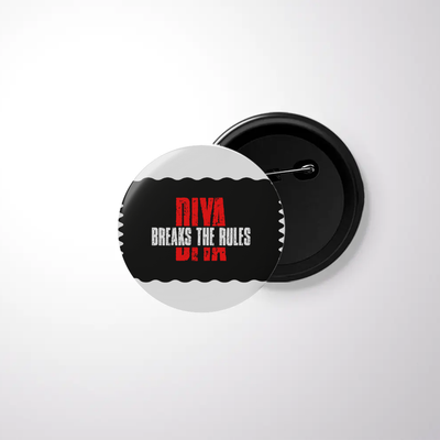 Pin Button Badge | Unisex | Glossy, Fade-Proof Print | Pin Attached, Rust-Free | Adults | Personalized | Bold | Defiance | Everyday | Assertive | Breaks The Rules - front - White - mockup 1