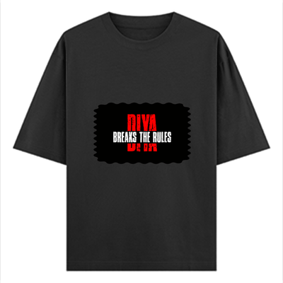 Oversized Standard T-Shirt | Unisex Oversized Fit | 180 GSM 100% Super Combed Cotton | DTF Print | Soft & Durable | Personalized | DTF | Bold | Defiance | Everyday | Assertive | Breaks The Rules - front - Black - mockup 1