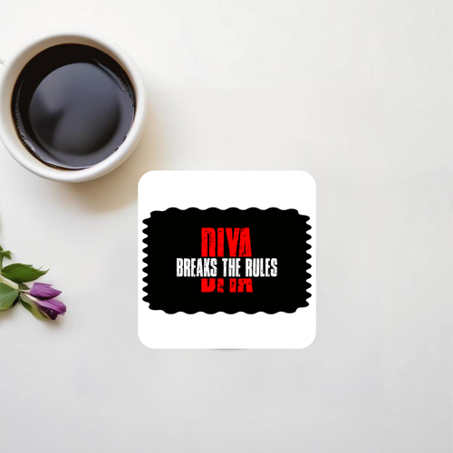 Acrylic Coaster | Standard | Durable Acrylic | UV Printed | Glossy Finish | Fade-Proof | Unisex | Personalized | Bold | Defiance | Everyday | Assertive | Breaks The Rules - front_2 - Square - White - mockup 2