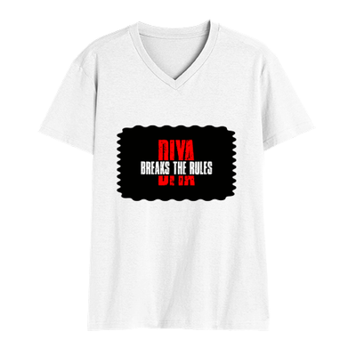 Male V Neck T-Shirt | Regular Fit | 180 GSM Bio-Washed Cotton | DTF Print | Double Stitched, Pre-Shrunk | Men | Personalized | DTF | Bold | Defiance | Everyday | Assertive | Breaks The Rules - front - White - mockup 1