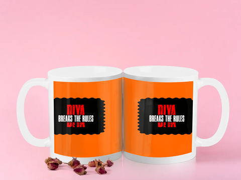 Color Coffee Mug | 11 oz Ceramic | DTG Printed | Inner & Handle Color, Fade-Proof | Unisex Adult | Personalized | DTG | Bold | Defiance | Everyday | Assertive | Breaks The Rules - front - White - mockup 1