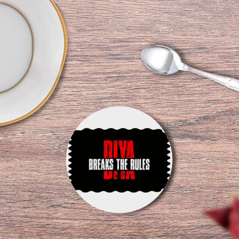 Coasters | Unisex | 3mm MDF Sublimation Print | Glossy Finish, Table Protection | Home & Office Accessory | Personalized | Bold | Defiance | Everyday | Assertive | Breaks The Rules - front - White - mockup 1