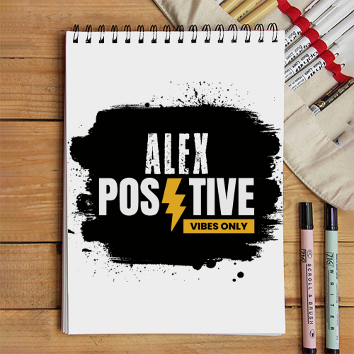 Sketchbook | A5 Spiral Bound | Digital Print Cover | 140 GSM Paper | Unisex | Personalized | Grunge | Positive Affirmations | Energy | Everyday | Uplifting - front - White - mockup 1