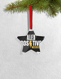 Christmas Ornaments | 3x3-inch | Acrylic UV Printed | Lightweight, Waterproof, Fade-Proof, Satin Ribbon | Unisex Adult | Personalized | Grunge | Positive Affirmations | Energy | Everyday | Uplifting - front_Star - Star - mockup 2