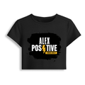 Female Baby Tee | Cropped Fit, Gen Z | 95% Cotton 5% Spandex, DTG | Stretchable, Breathable, Pre-Shrunk | Women | Personalized | DTG | Grunge | Positive Affirmations | Energy | Everyday | Uplifting - front - Black - mockup 1
