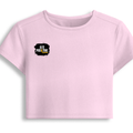 Female Baby Tee | Cropped Fit, Gen Z | 95% Cotton 5% Spandex, DTG | Stretchable, Breathable, Pre-Shrunk | Women | Personalized | DTG | Grunge | Positive Affirmations | Energy | Everyday | Uplifting - right pocket - Light Baby Pink - mockup 4