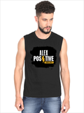 Men's Sleeveless T-Shirt | Regular Fit | 180 GSM Bio-Washed Cotton DTG | Pre-Shrunk, Double Stitched | For Gym & Casual Wear | Personalized | DTG | Grunge | Positive Affirmations | Energy | Everyday | Uplifting - front - Black - mockup 1