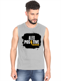 Men's Sleeveless T-Shirt | Regular Fit | 180 GSM Bio-Washed Cotton DTG | Pre-Shrunk, Double Stitched | For Gym & Casual Wear | Personalized | DTG | Grunge | Positive Affirmations | Energy | Everyday | Uplifting - front - Grey Melange - mockup 1