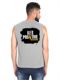 Men's Sleeveless T-Shirt | Regular Fit | 180 GSM Bio-Washed Cotton DTG | Pre-Shrunk, Double Stitched | For Gym & Casual Wear | Personalized | DTG | Grunge | Positive Affirmations | Energy | Everyday | Uplifting - back - Grey Melange - mockup 2