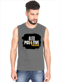 Men's Sleeveless T-Shirt | Regular Fit | 180 GSM Bio-Washed Cotton | Pre-Shrunk, Double Stitched | Men | Personalized | DTF | Grunge | Positive Affirmations | Energy | Everyday | Uplifting - front - Charcoal Melange - mockup 1