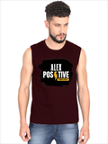 Men's Sleeveless T-Shirt | Regular Fit | 180 GSM Bio-Washed Cotton | Pre-Shrunk, Double Stitched | Men | Personalized | DTF | Grunge | Positive Affirmations | Energy | Everyday | Uplifting - front - Maroon - mockup 1