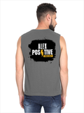 Men's Sleeveless T-Shirt | Regular Fit | 180 GSM Bio-Washed Cotton | Pre-Shrunk, Double Stitched | Men | Personalized | DTF | Grunge | Positive Affirmations | Energy | Everyday | Uplifting - back - Charcoal Melange - mockup 2