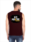 Men's Sleeveless T-Shirt | Regular Fit | 180 GSM Bio-Washed Cotton | Pre-Shrunk, Double Stitched | Men | Personalized | DTF | Grunge | Positive Affirmations | Energy | Everyday | Uplifting - back - Maroon - mockup 2