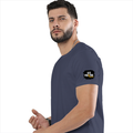 Basic T-Shirt | Unisex Fit, Sizes XS-2XL | 180 GSM Poly-Cotton Blend, DTF Ready | Bio-Wash, Silicon Finish, Durable Stitching | Adults | Personalized | DTF | Grunge | Positive Affirmations | Energy | Everyday | Uplifting - left sleeve - Navy Blue - mockup 5