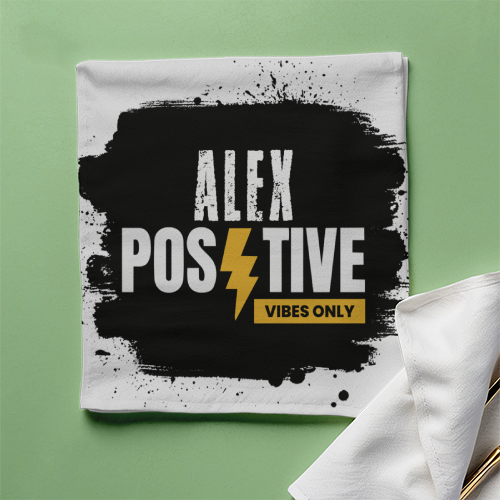 Cloth Napkin | Kitchen & Dining Accessory | 100% Polyester | Durable, Soft, Hemmed Edges | Unisex | Personalized | Grunge | Positive Affirmations | Energy | Everyday | Uplifting - front - White - mockup 1