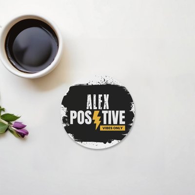 Acrylic Coaster | Standard | Durable Acrylic | UV Printed | Glossy Finish | Fade-Proof | Unisex | Personalized | Grunge | Positive Affirmations | Energy | Everyday | Uplifting - front - Circle - White - mockup 1