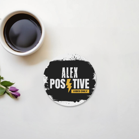 Acrylic Coaster | Standard | Durable Acrylic | UV Printed | Glossy Finish | Fade-Proof | Unisex | Personalized | Grunge | Positive Affirmations | Energy | Everyday | Uplifting - front - Circle - White - mockup 1