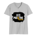 Men's V-Neck T-Shirt | Regular Fit | 180 GSM Bio-Washed Cotton | DTG Print | Durable | Personalized | DTG | Grunge | Positive Affirmations | Energy | Everyday | Uplifting - front - Grey Melange - mockup 1