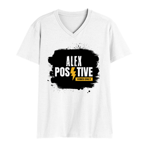 Men's V-Neck T-Shirt | Regular Fit | 180 GSM Bio-Washed Cotton | DTG Print | Durable | Personalized | DTG | Grunge | Positive Affirmations | Energy | Everyday | Uplifting - front - White - mockup 1