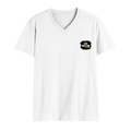 Men's V-Neck T-Shirt | Regular Fit | 180 GSM Bio-Washed Cotton | DTG Print | Durable | Personalized | DTG | Grunge | Positive Affirmations | Energy | Everyday | Uplifting - left pocket - White - mockup 3